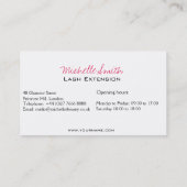 Carte De Visite Elégant noir et blanc Eyelashes Dessin Barre Lash (Dos)