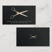 Carte De Visite Elégant noir et blanc Faux Gold Barber (Devant / Derrière)