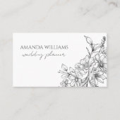 Carte De Visite Elégant noir et blanc Fleurs QR Code (Devant)