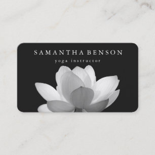 Carte De Visite Élégant noir et blanc Lotus Flower Logo Yoga