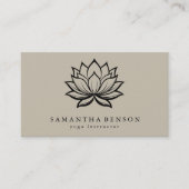 Carte De Visite Élégant noir et blanc Lotus Flower Logo Yoga (Devant)