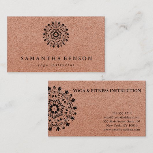 Carte De Visite Élégant noir et blanc Lotus Flower Logo Yoga (Devant / Derrière)