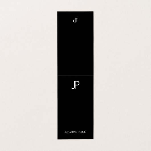 Carte De Visite Élégant Noir Et Blanc Monogramme Moderne Simple (Extérieur déplié)