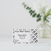 Carte De Visite Elégant noir et blanc pour salon de coiffure & Sty (Debout devant)