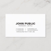 Carte De Visite Élégant Noir et Blanc Professionnel (Dos)