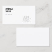 Carte De Visite Elégant Noir Et Blanc Propre Design Moderne Plaine (Devant / Derrière)