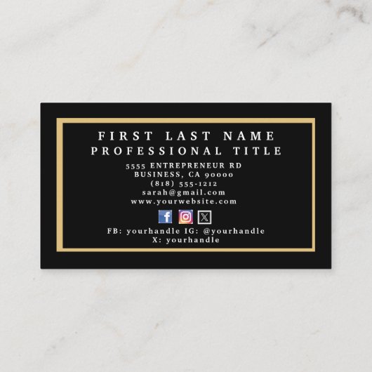 Carte De Visite Élégant noir et blanc rayé (Dos)