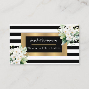 Carte De Visite Élégant noir et blanc rayé