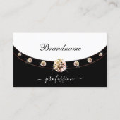 Carte De Visite Elégant noir et blanc Rose Gold avec Monogramme (Devant)