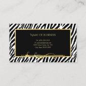 Carte De Visite Elégant noir et blanc Zèbre imprimé Gold Salon (Dos)