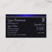 Carte De Visite Elégant noir et bleu avec Initiales Professionnel (Dos)