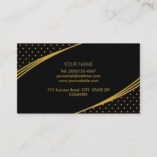 Carte De Visite Élégant noir et or (Dos)