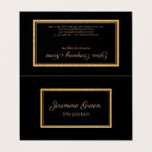Carte De Visite Élégant Noir Et Or (Extérieur déplié)