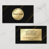 Carte De Visite Élégant noir et or (Devant / Derrière)