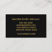 Carte De Visite Elégant noir et or élégant (Dos)