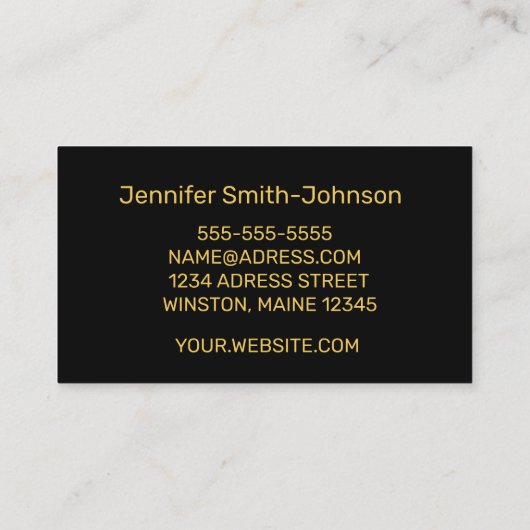 Carte De Visite Elégant noir et or élégant (Dos)