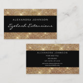 Carte De Visite Élégant noir et or Élégant Eparkly Eyelash Extensi (Devant / Derrière)