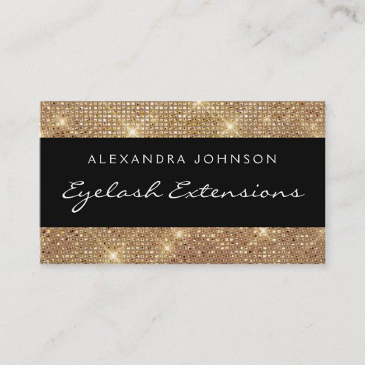 Carte De Visite Élégant noir et or Élégant Eparkly Eyelash Extensi (Devant)