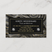 Carte De Visite Élégant Noir et Or Géode Strata Textures (Dos)