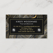 Carte De Visite Élégant Noir et Or Géode Strata Textures (Dos)