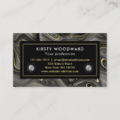 Carte De Visite Élégant Noir et Or Géode Strata Textures (Dos)