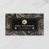Carte De Visite Élégant Noir et Or Géode Strata Textures (Devant)
