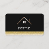 Carte De Visite Elégant noir et or, maison (Devant)