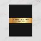 Carte De Visite Élégant Noir Et Or Modèle Moderne Vertical (Devant)