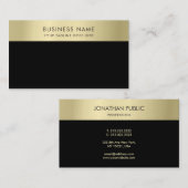 Carte De Visite Élégant Noir Et Or Moderne Simple Modèle Chic (Devant / Derrière)