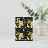 Carte De Visite Élégant noir et or Soleil lune de bijoux (Debout devant)