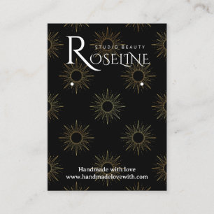 Carte De Visite Élégant Noir et or Sun Magic joaillerie