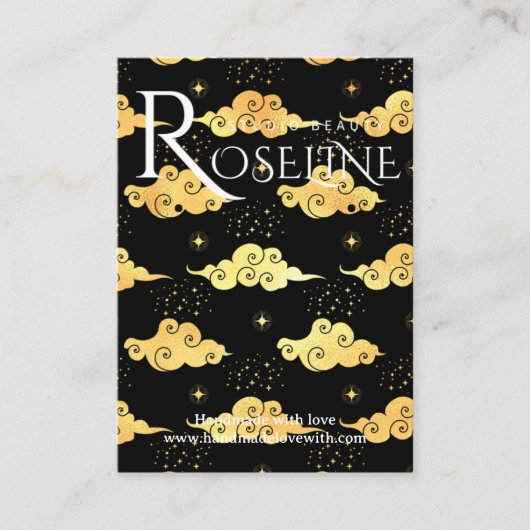 Carte De Visite Élégant Noir et or Sun Magic joaillerie (Devant)