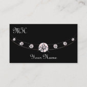 Carte De Visite Elégant Noir et Rose Gold avec Monogram Elegant (Devant)