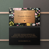 Carte De Visite Elégant noir et rose pastel intérieur fleuri