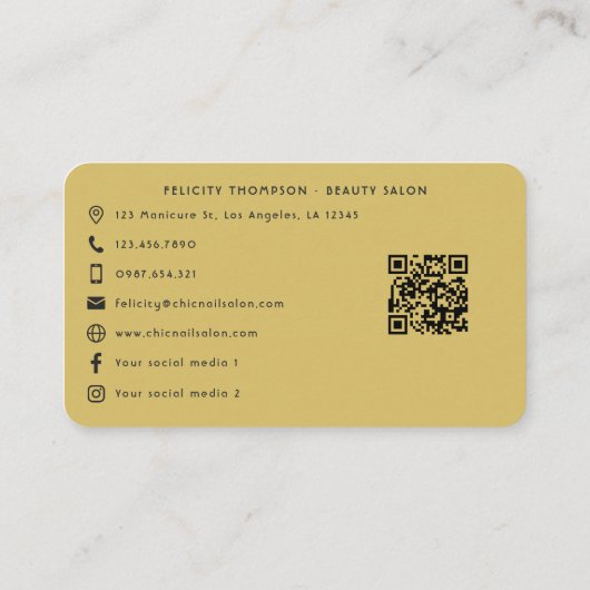 Carte De Visite Elégant noir et turquoise Or Agate QR Code (Dos)