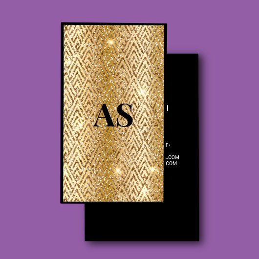 Carte De Visite Élégant noir faux parties scintillant en marbre de