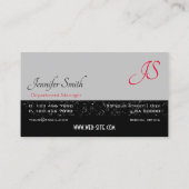 Carte De Visite Élégant noir gris minuscule étoile rayée Initiales (Dos)