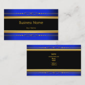 Carte De Visite Élégant noir jaune or Royal bleu (Devant / Derrière)