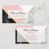 Carte De Visite Élégant noir marbre rose bloc couleur or Bande (Devant / Derrière)