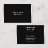Carte De Visite Élégant Noir Moderne Et Argent Professionnel (Devant / Derrière)