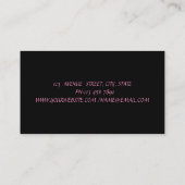 Carte De Visite Elégant Noir moderne, Lèvres de Parties scintillan (Dos)