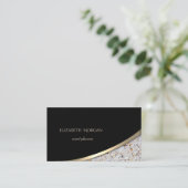 Carte De Visite Elégant Noir moderne, Marbre (Debout devant)