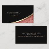 Carte De Visite Élégant noir moderne, marbre rouge (Devant / Derrière)