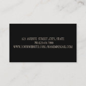 Carte De Visite Élégant Noir moderne, Parties scintillant or Unico (Dos)