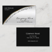 Carte De Visite Élégant noir moderne professionnel argent (Devant / Derrière)