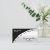 Carte De Visite Élégant noir moderne professionnel argent (Debout devant)