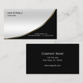 Carte De Visite Élégant noir moderne professionnel argent (Devant / Derrière)