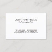 Carte De Visite Élégant noir noir blanc élégant Modèle chic haut (Dos)