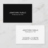 Carte De Visite Élégant noir noir blanc élégant Modèle chic haut (Devant / Derrière)