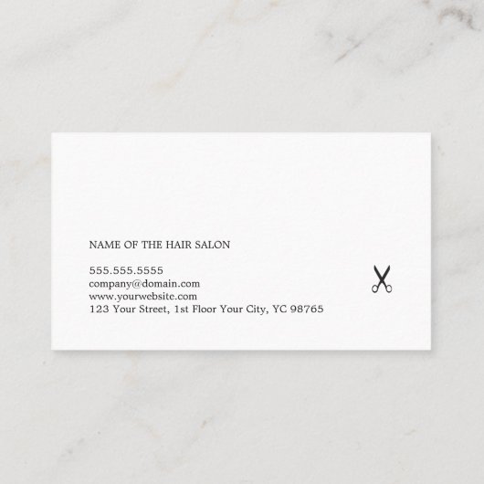 Carte De Visite Elégant noir noir ciseaux blanc ciseaux coiffeur (Dos)